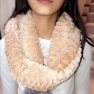 Tan faux fur infinity scarf